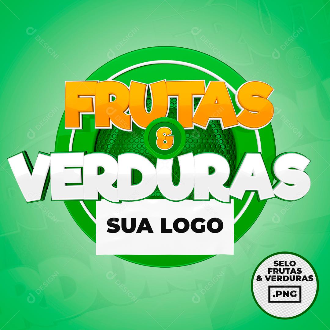 Selo 3D Para Composição Frutas E Verduras PSD Editável