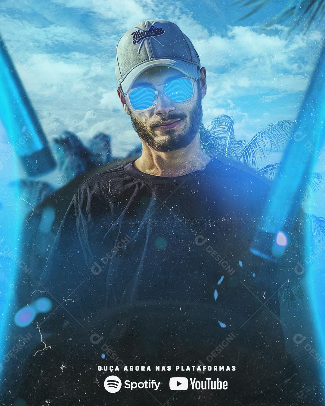 Flyer Ouça Agora na playlist Social Media PSD Editável