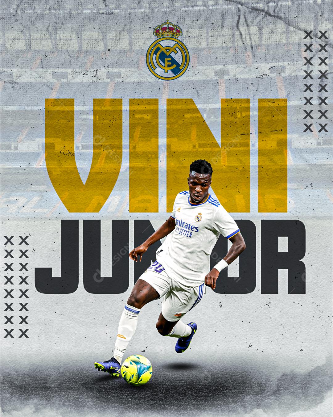Flyer Vini Junior Jogador De Futebol Real Madrid Social Media PSD Editável