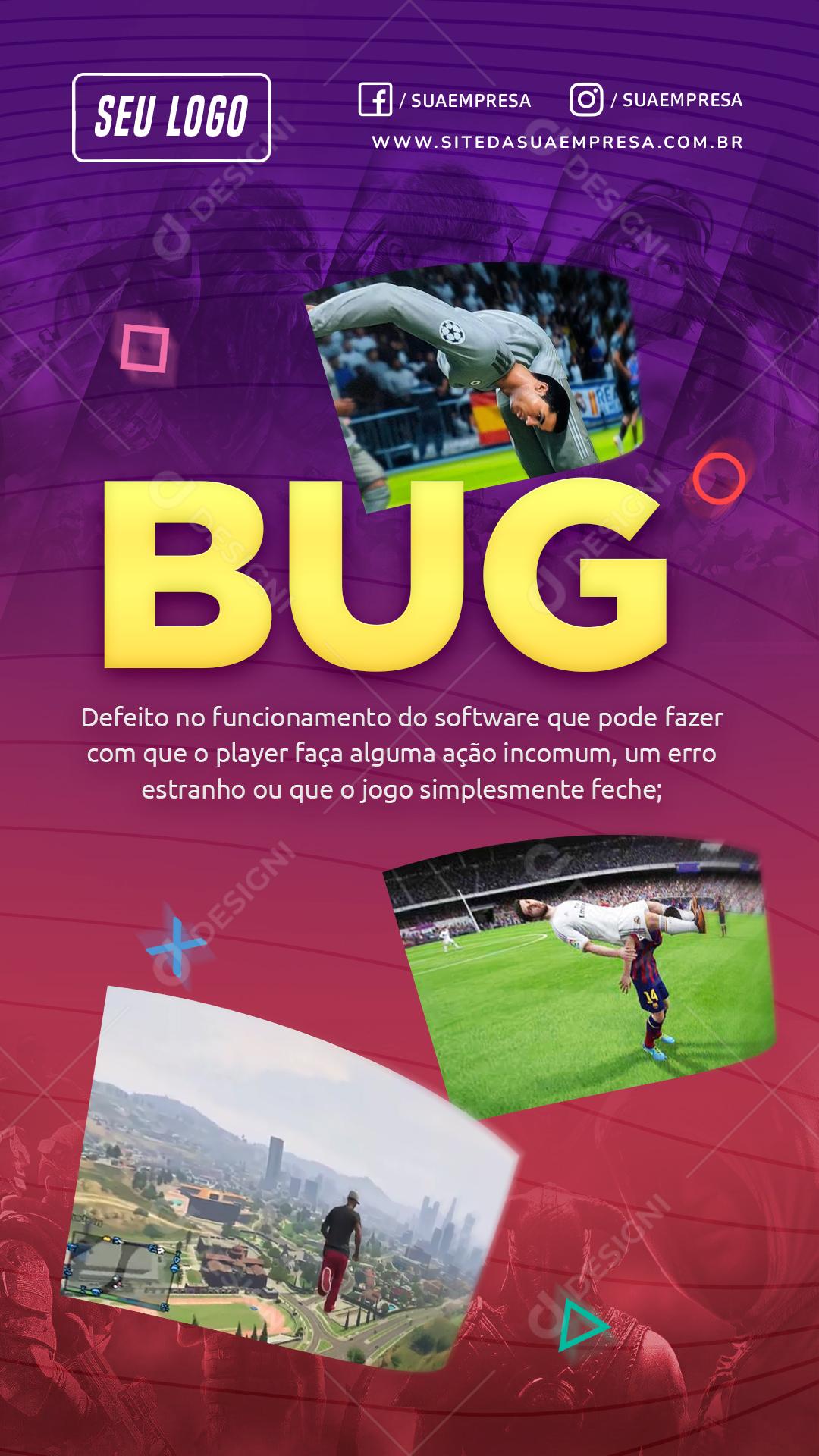 Bug Defeito No Funcionamento De Software Social Media PSD Editável