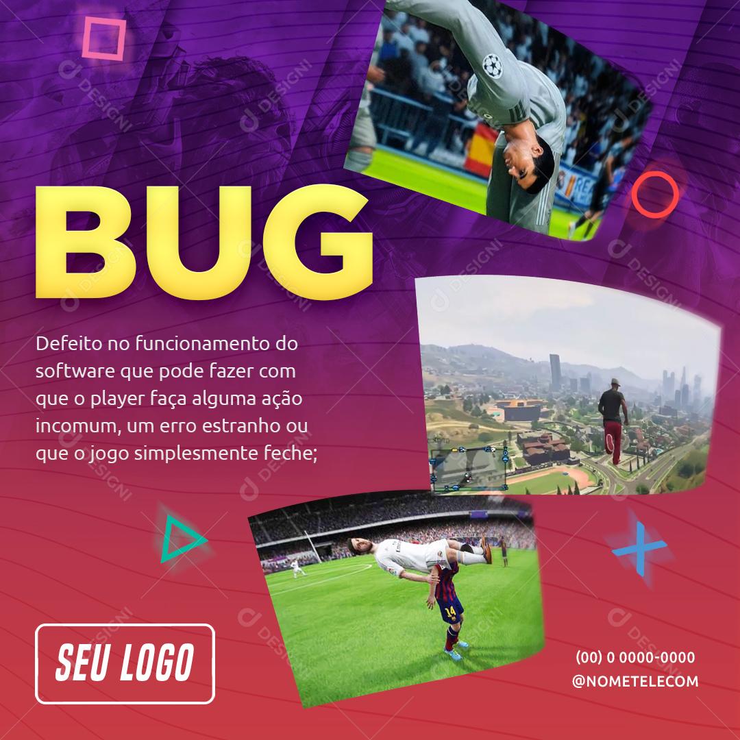 Bug Defeito No Funcionamento De Software Social Media PSD Editável