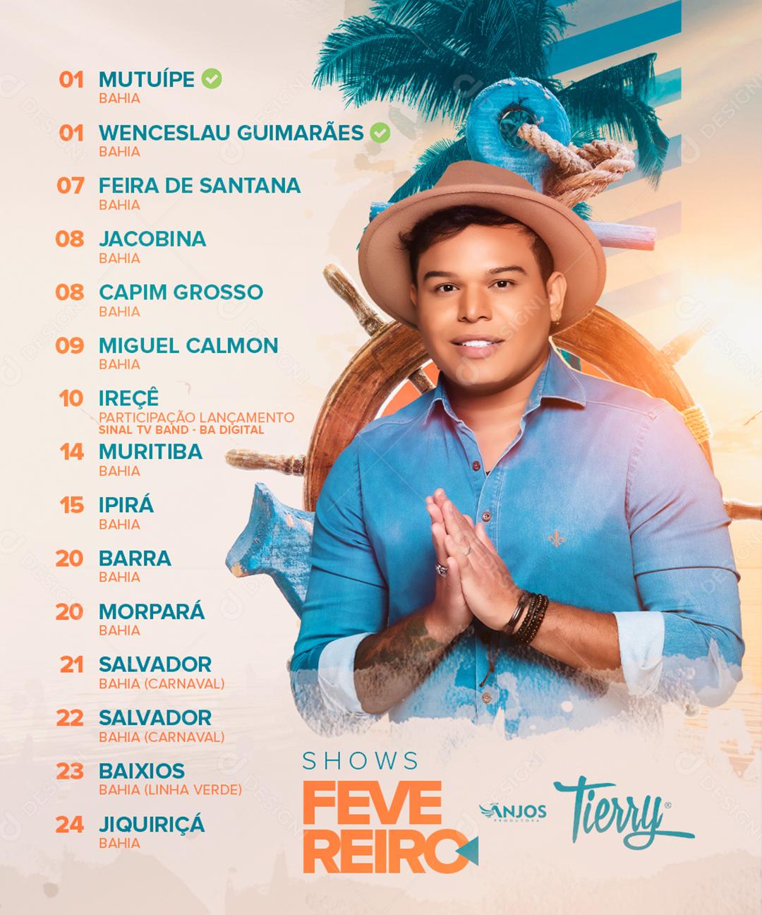 Social Media Shows Tierry Fevereiro Flyers PSD Editável