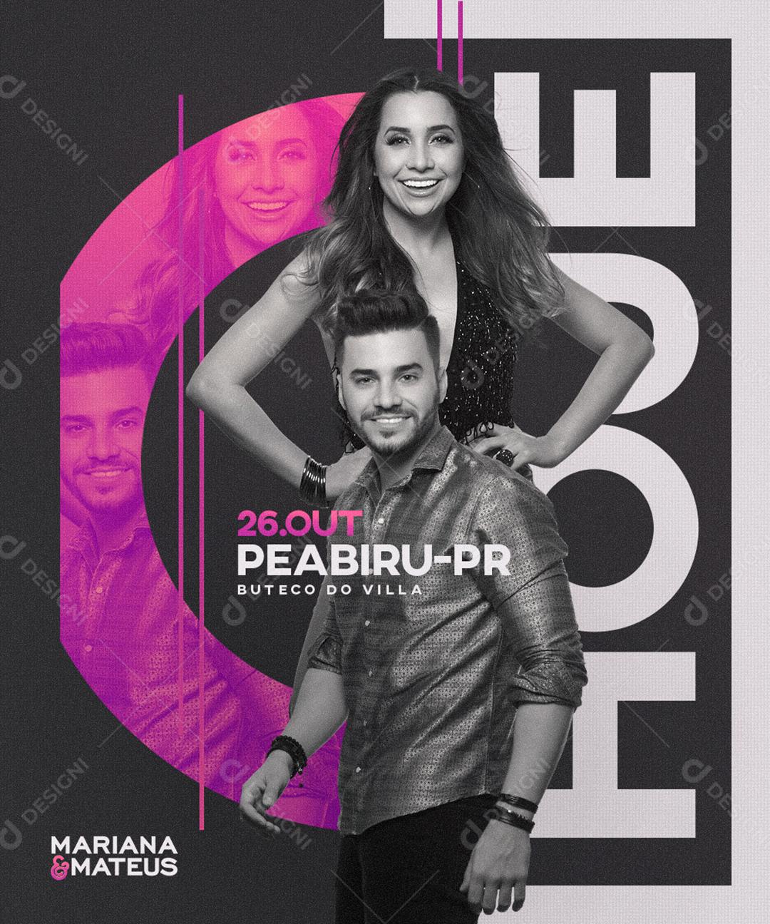 Social Media Buteco Do Vila Agenda Mariana & Mateus Flyers PSD Editável