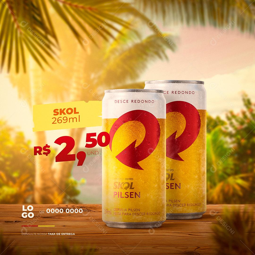 Cerveja Skol Pilsen Lata Social Media PSD Editável