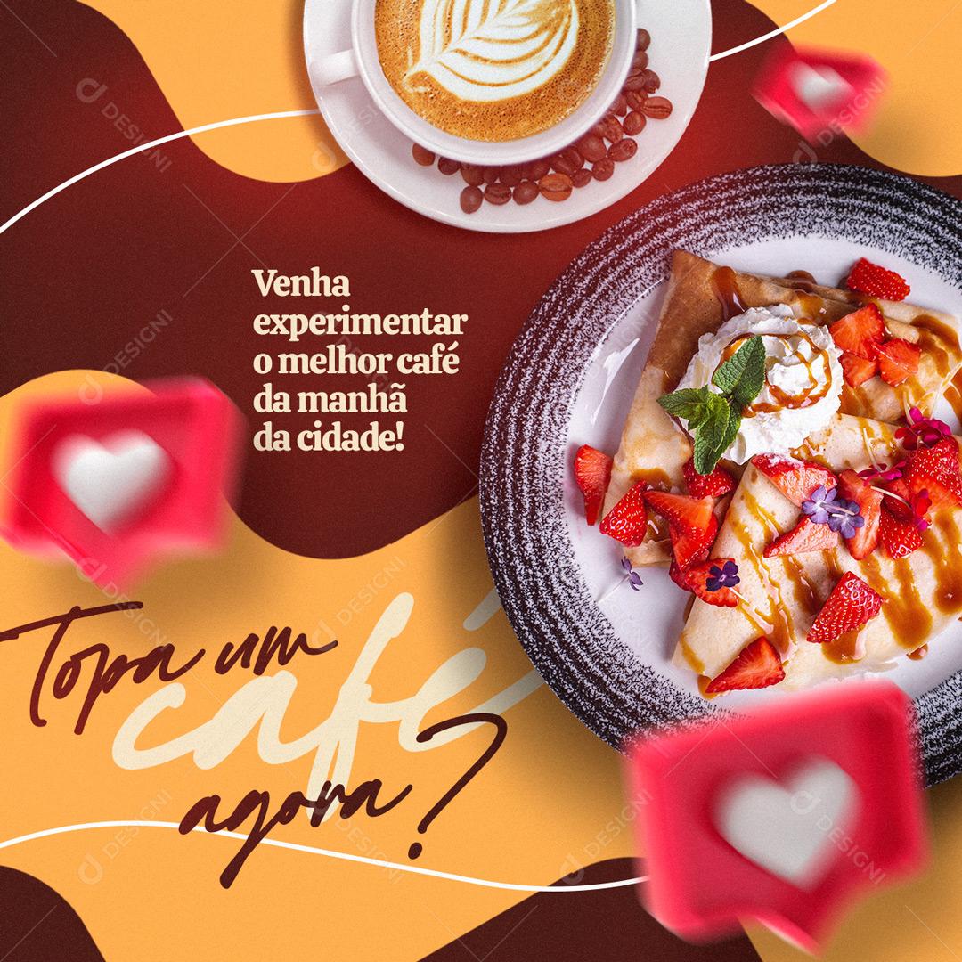 Social Media Tem Um Café Agora Padaria PSD Editável