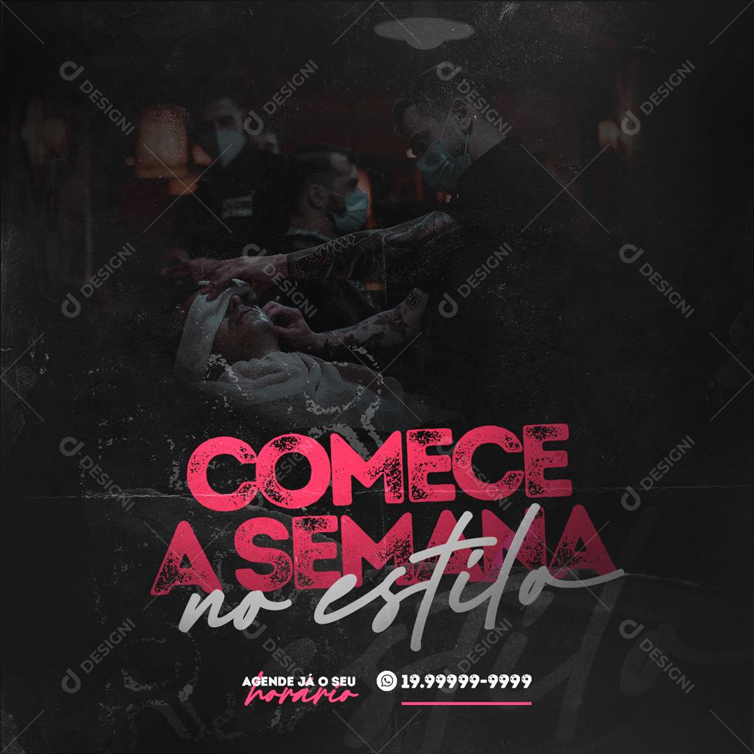 Social Media Comece A Semana No Estilo Barbearia PSD Editável