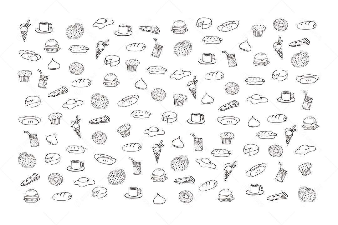 pattern padrão ilustração estampa alimentos de padaria