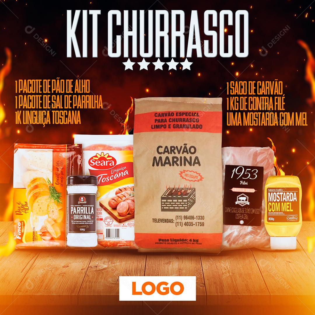 Social Media Kit Churrasco PSD Editável