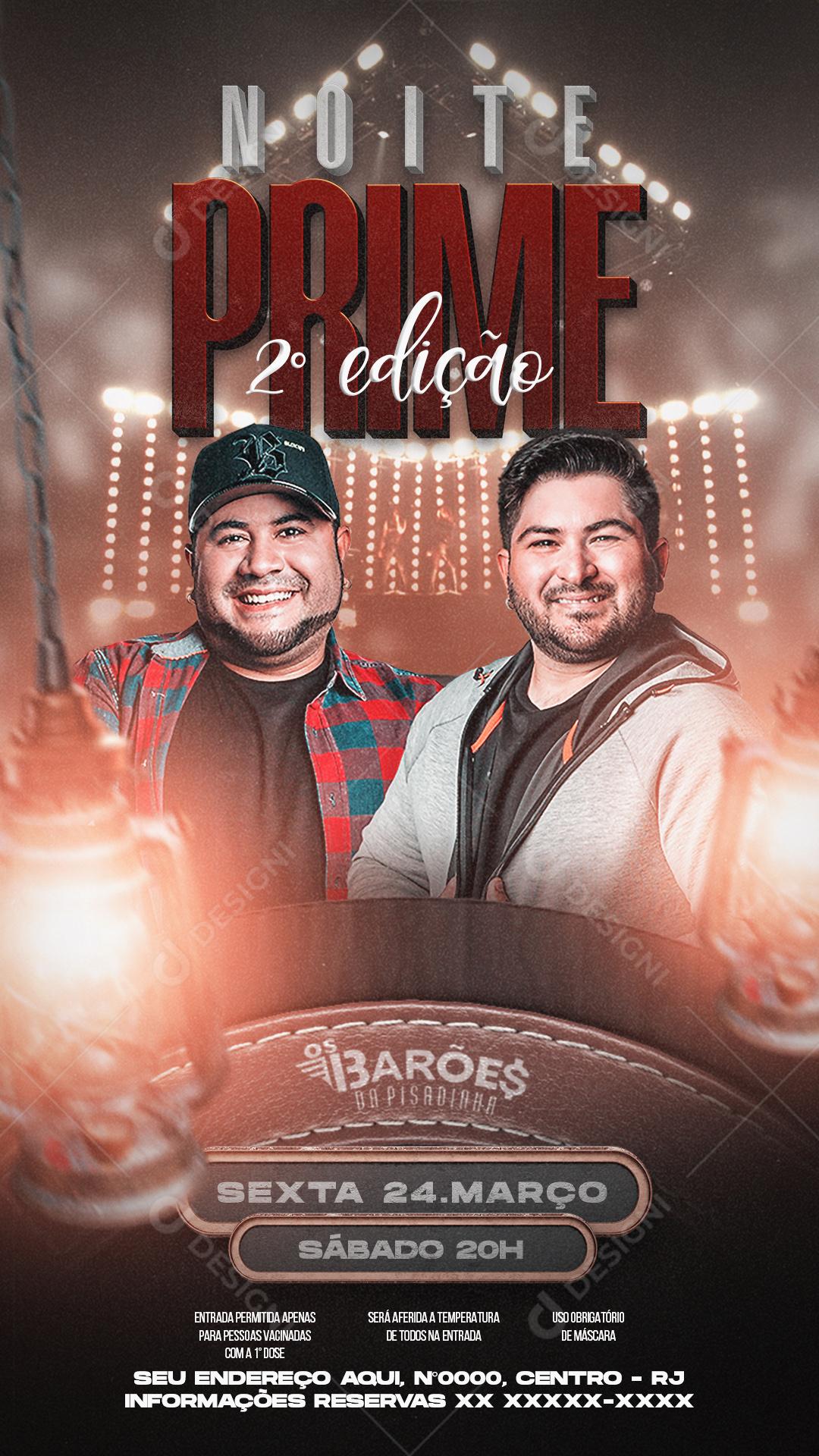 Flyers Noite Prime Barões Da Pisadinha Social Media PSD Editável
