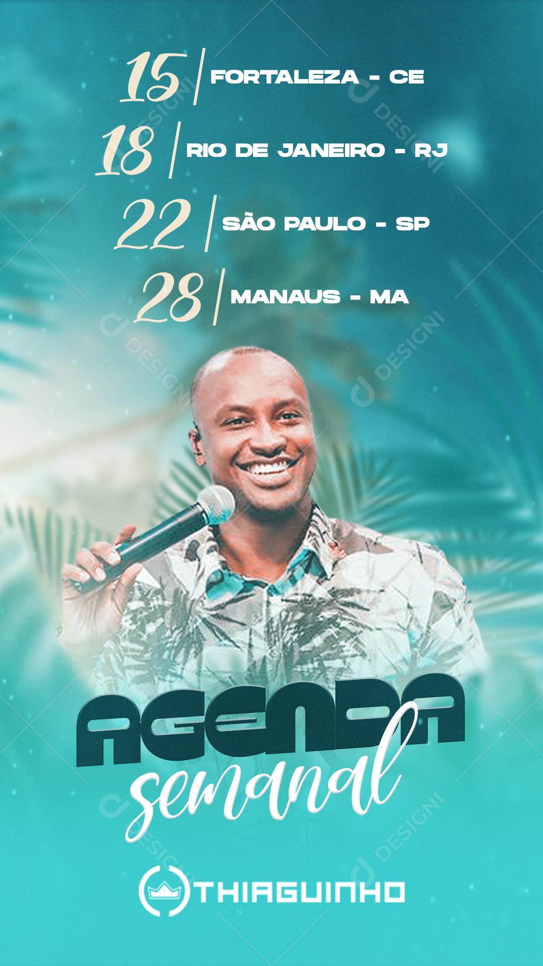 Flyers Agenda Semanal Thiaguinho Social Media PSD Editável