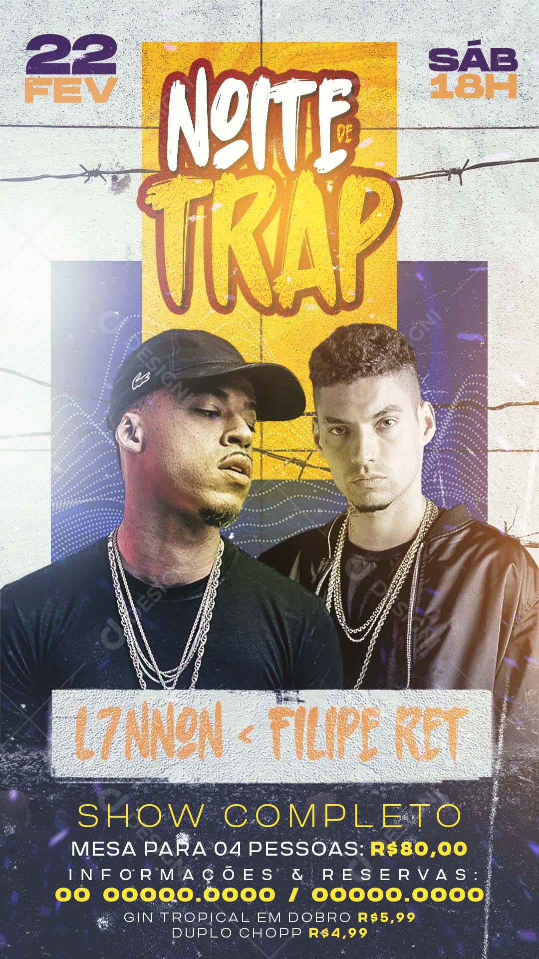 Social Media Noite Trap L7nnon E Felipe Ret Fllyers PSD Editável