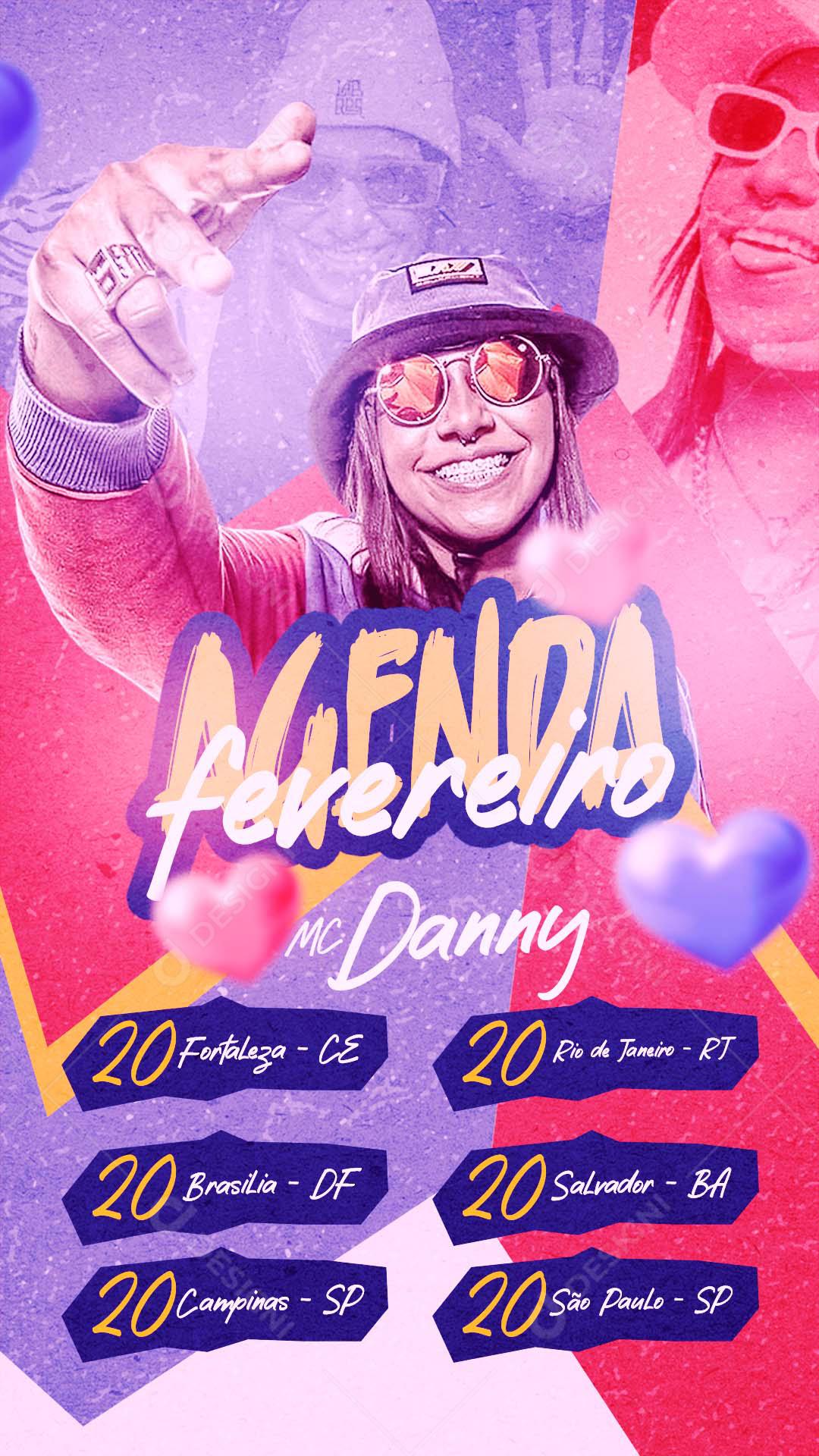 Social Media Agenda Fevereiro Mc Danny Flyers PSD Editável