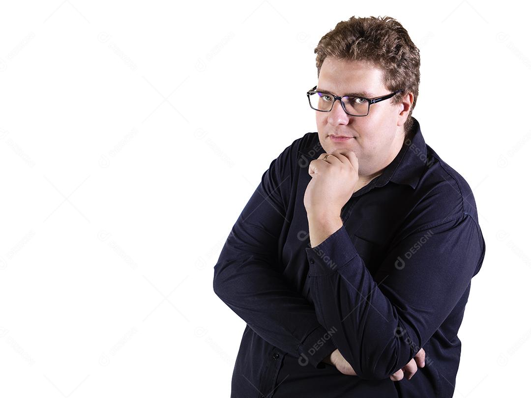 Homem plus size em fotos de estúdio com fundo branco Imagem JPG