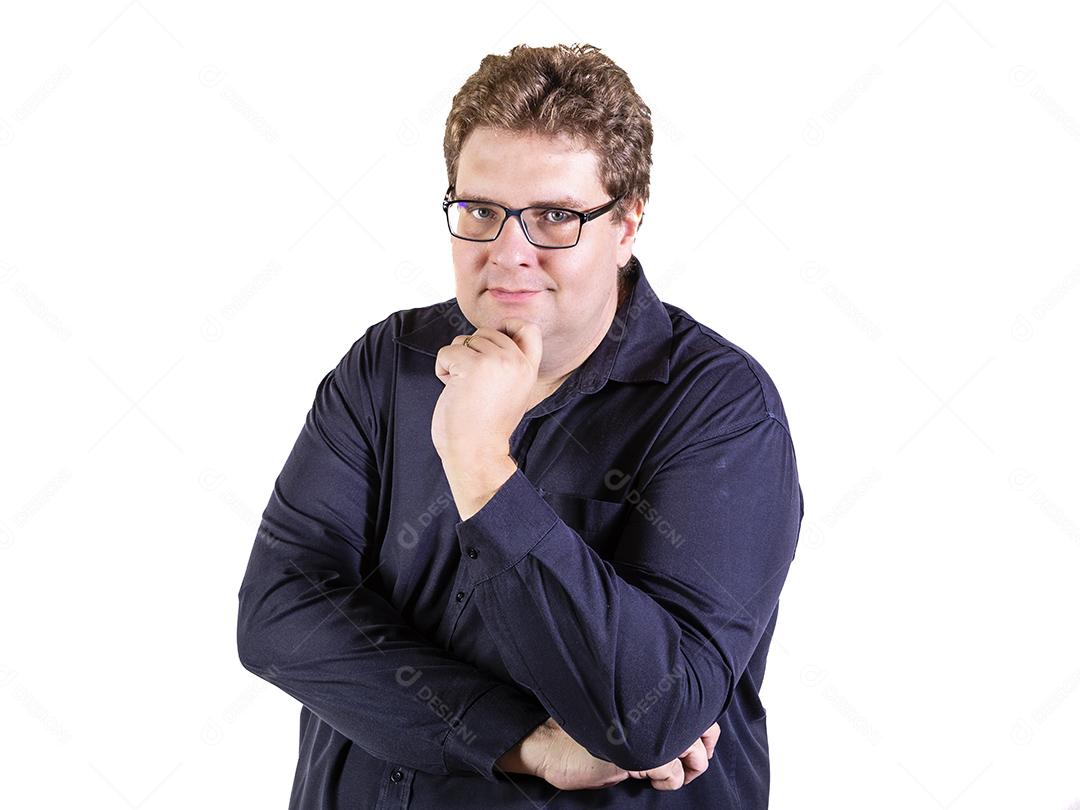 Homem plus size em fotos de estúdio com fundo branco Imagem JPG