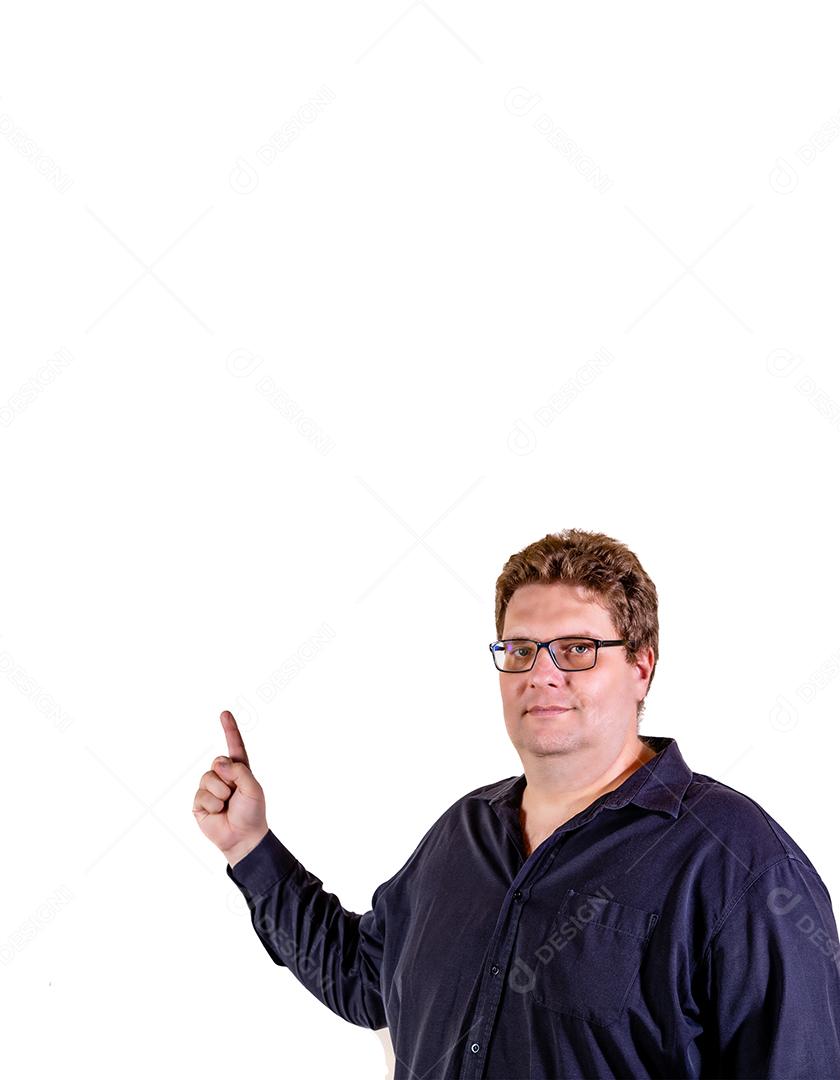 Homem caucasiano mais tamanho isolado no fundo branco Imagem JPG