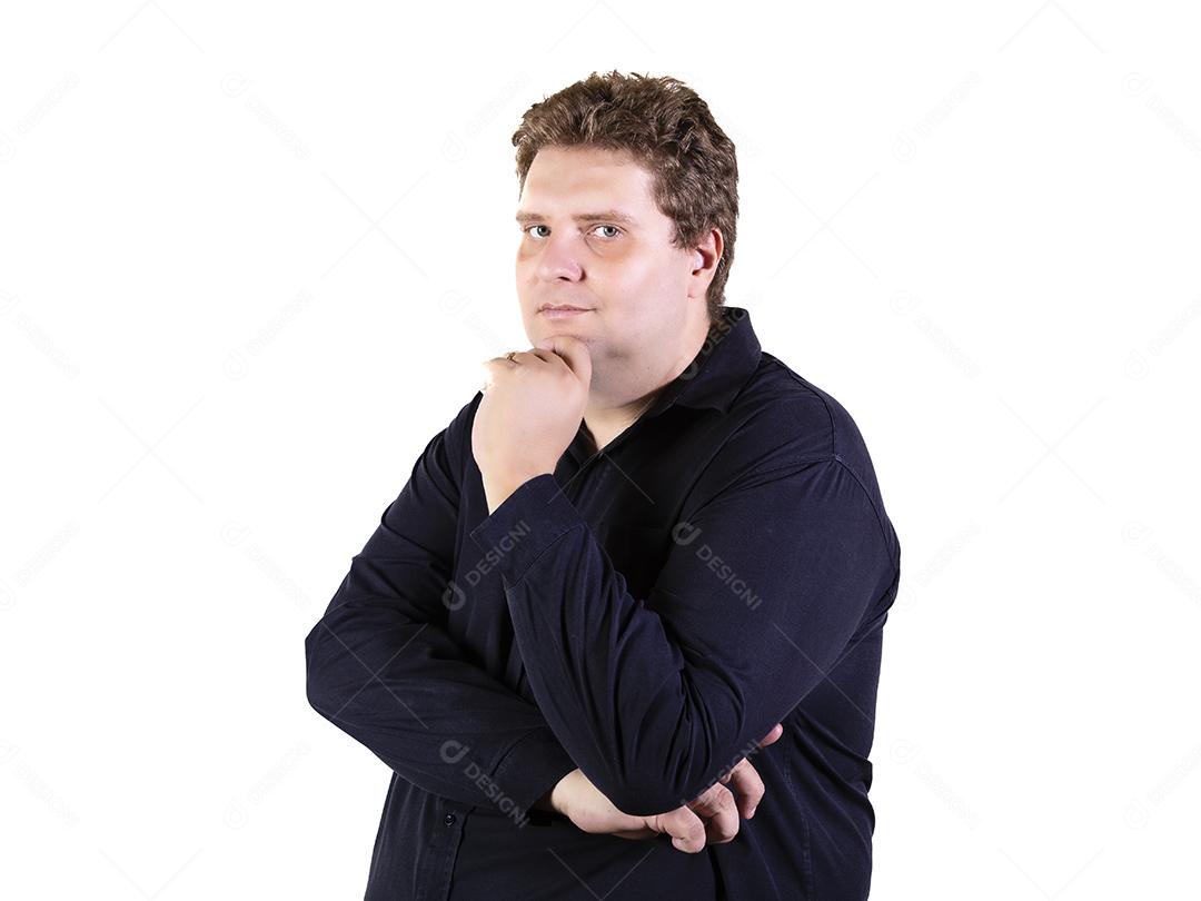 Homem plus size em fotos de estúdio com fundo branco Imagem JPG