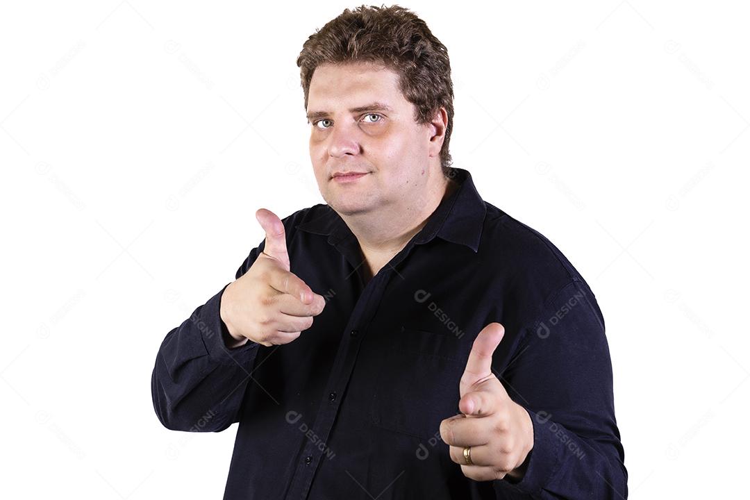 Homem plus size em fotos de estúdio com fundo branco Imagem JPG
