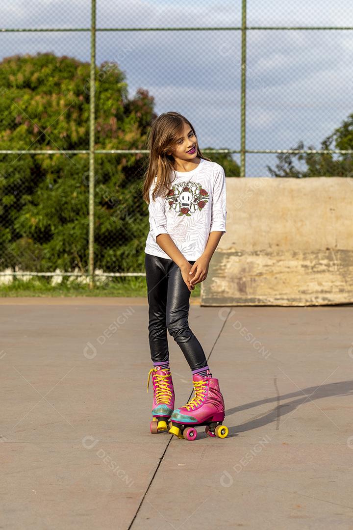 Girl rollerblading on a court Image JPG