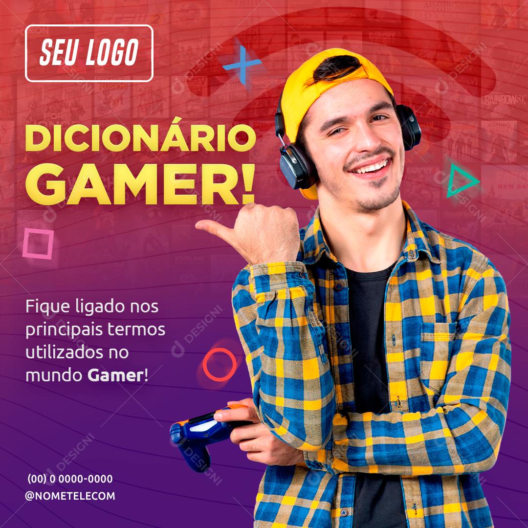 Dicionário Gamer  Fique Ligado Nos Principais Social Media PSD Editável