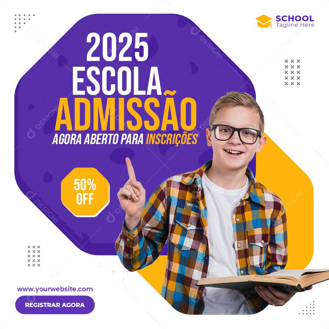 2022 Escola Admissão Agora Aberto Para Inscrições Social Media PSD Editável