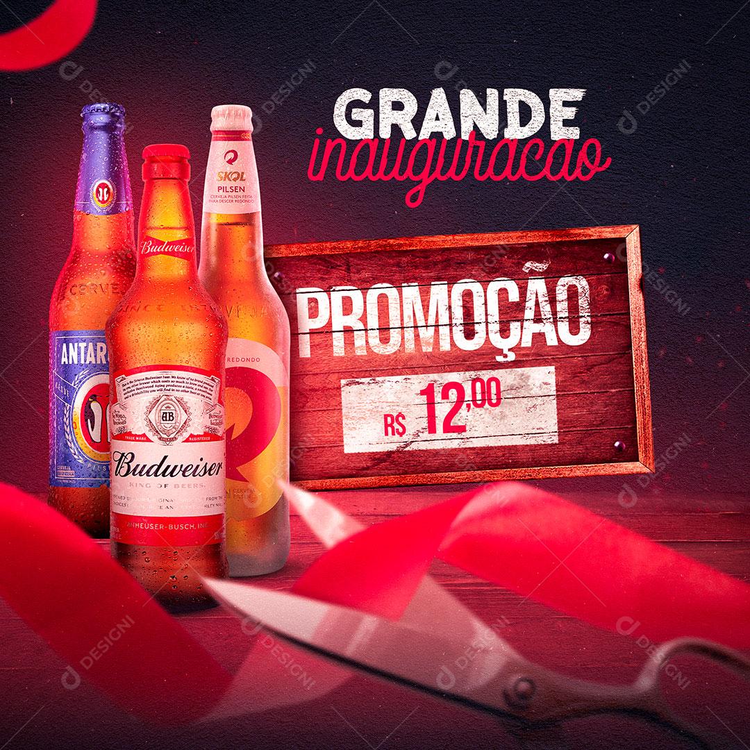 Grande Inauguração Promoção de Cerveja Social Media PSD Editável