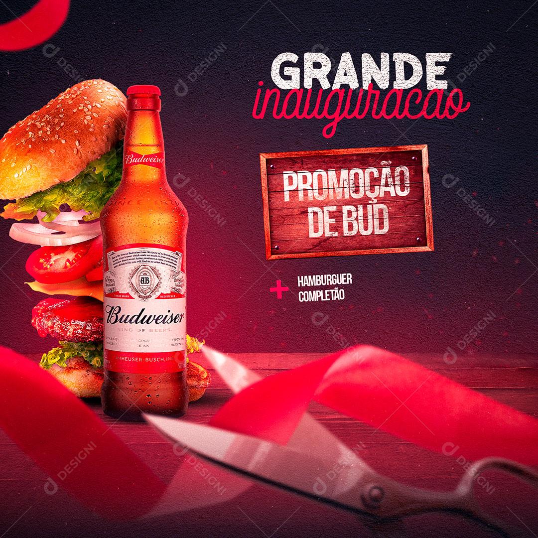 Grande Inauguração Promoção de Budweiser Social Media PSD Editável
