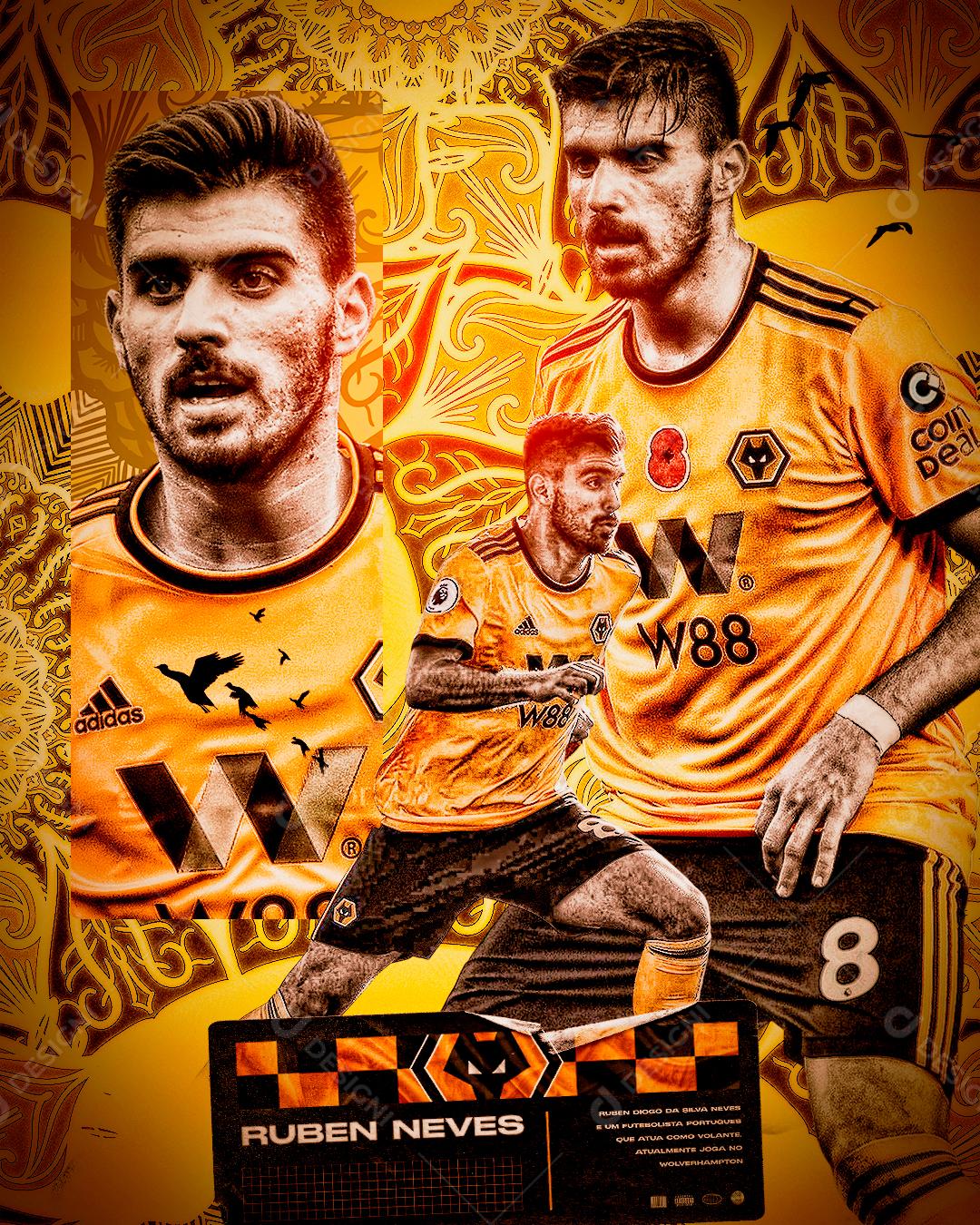 Social Media Futebol Jogador Ruben Neves PSD Editável