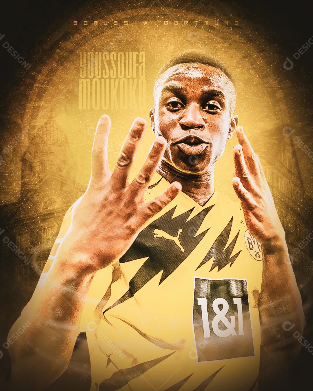 Social Media Futebol Jogador Moukoko PSD Editável