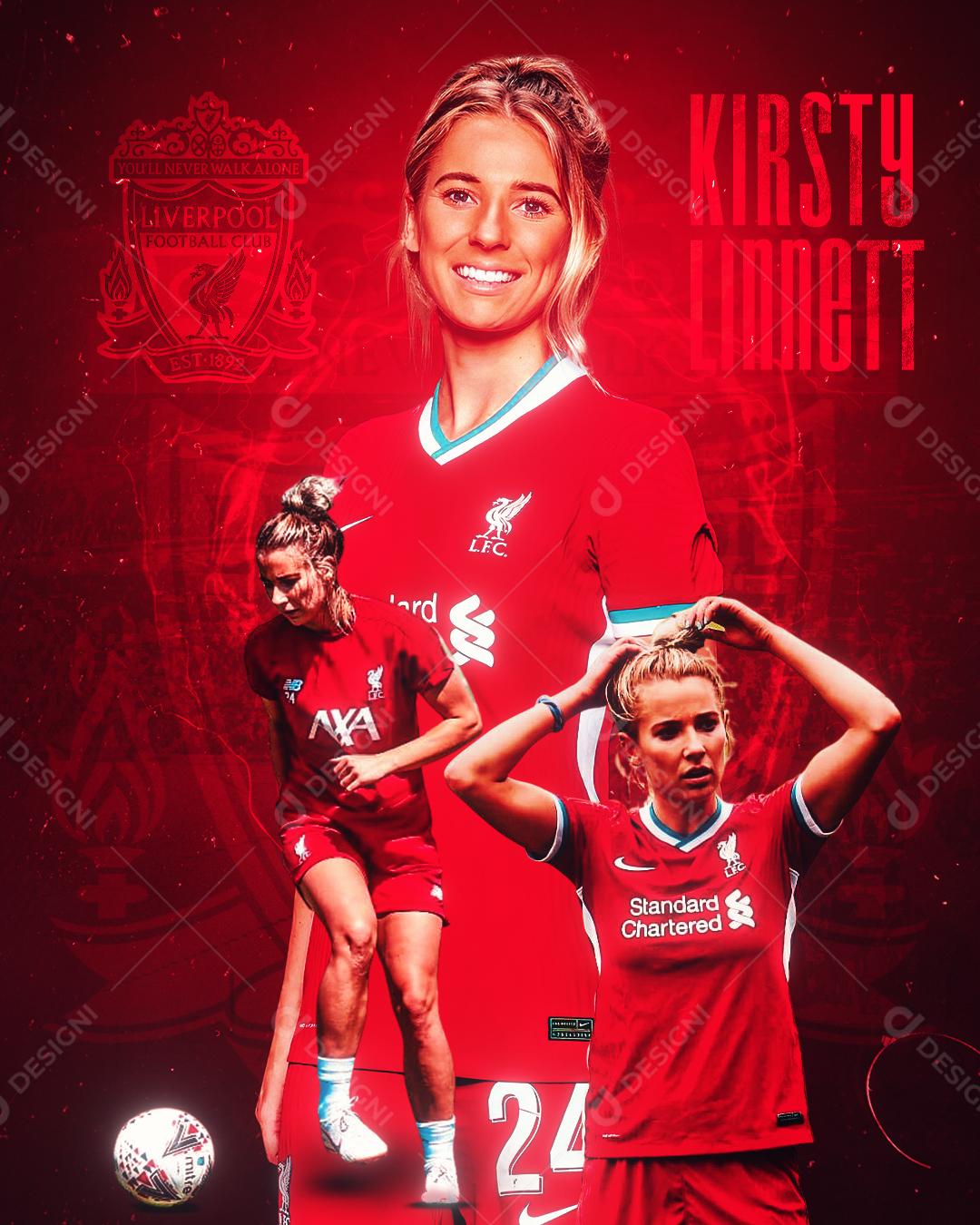Social Media Futebol Jogadora Kirsty Linnett PSD Editável