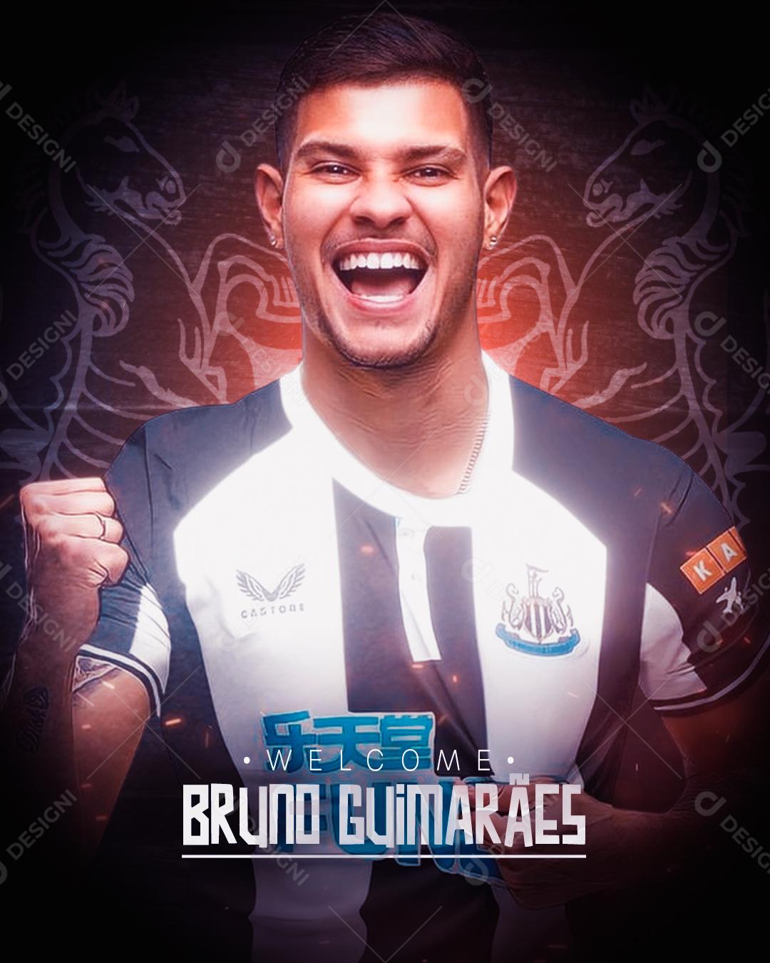 Social Media Futebol Jogador Bruno Guimarães PSD Editável