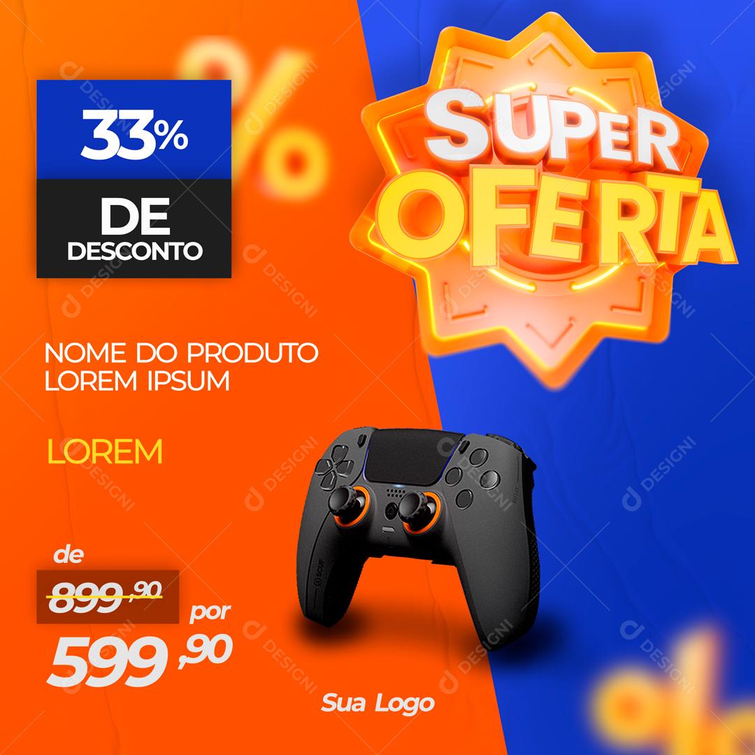 Super Ofertas Controle Gamer 33% de Desconto Social Media PSD Editável