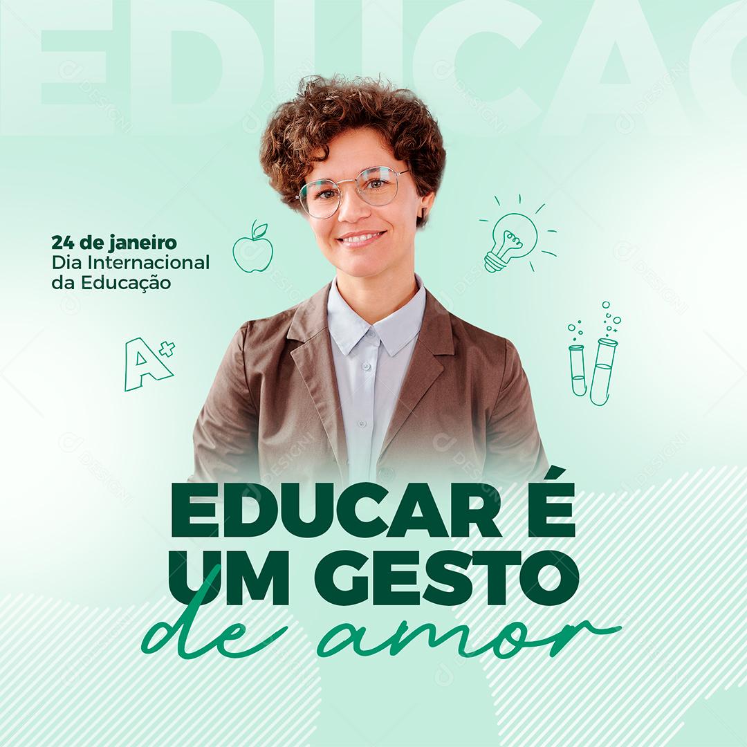 Dia Internacional da Educação 21 de Janeiro Social Media PSD Editável