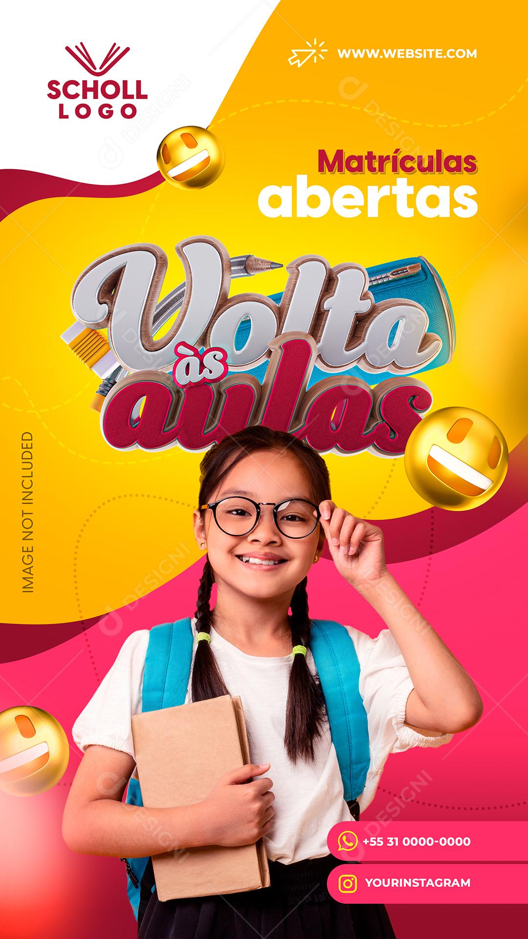 Social Media Matrículas Abertas Volta Ás Aulas PSD Editável