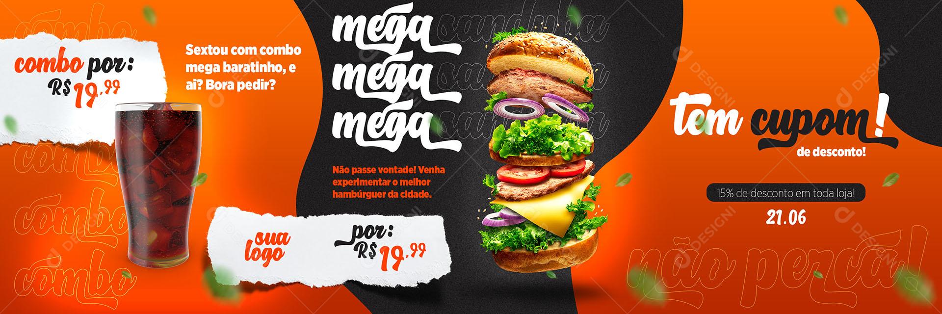 Social Media Hamburgueria Combo Carrossel PSD Editável