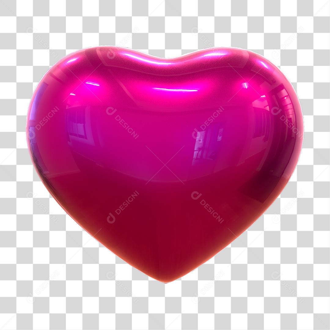 Coração Rosa Elemento 3D Para Composição PNG