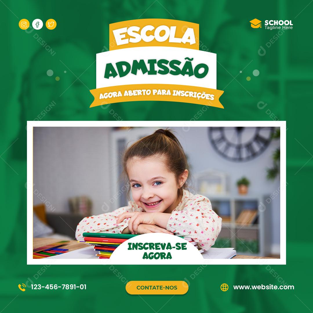Volta Ás Aulas Escola Admissão Social Media PSD Editável