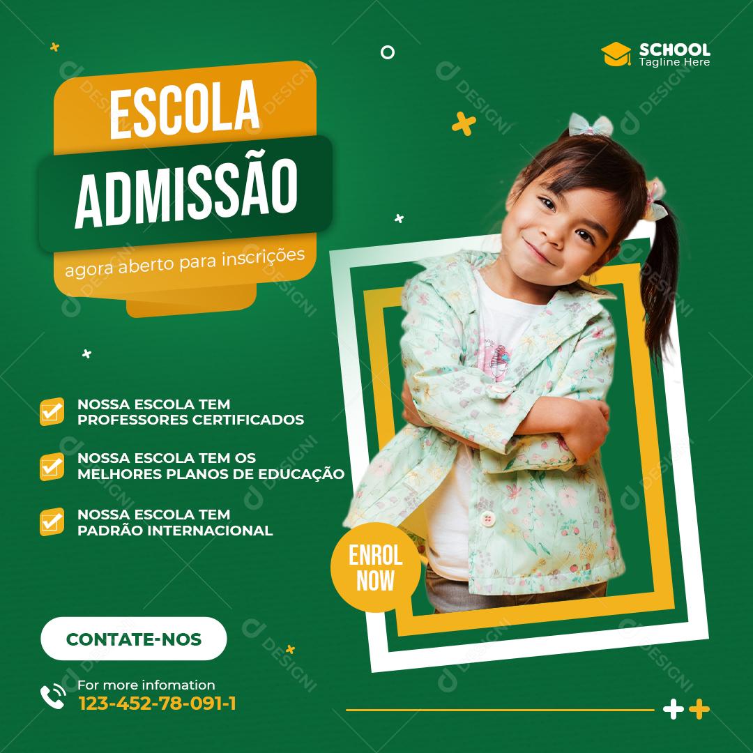 Social Media Escola Admissão Volta Ás Aulas PSD Editável