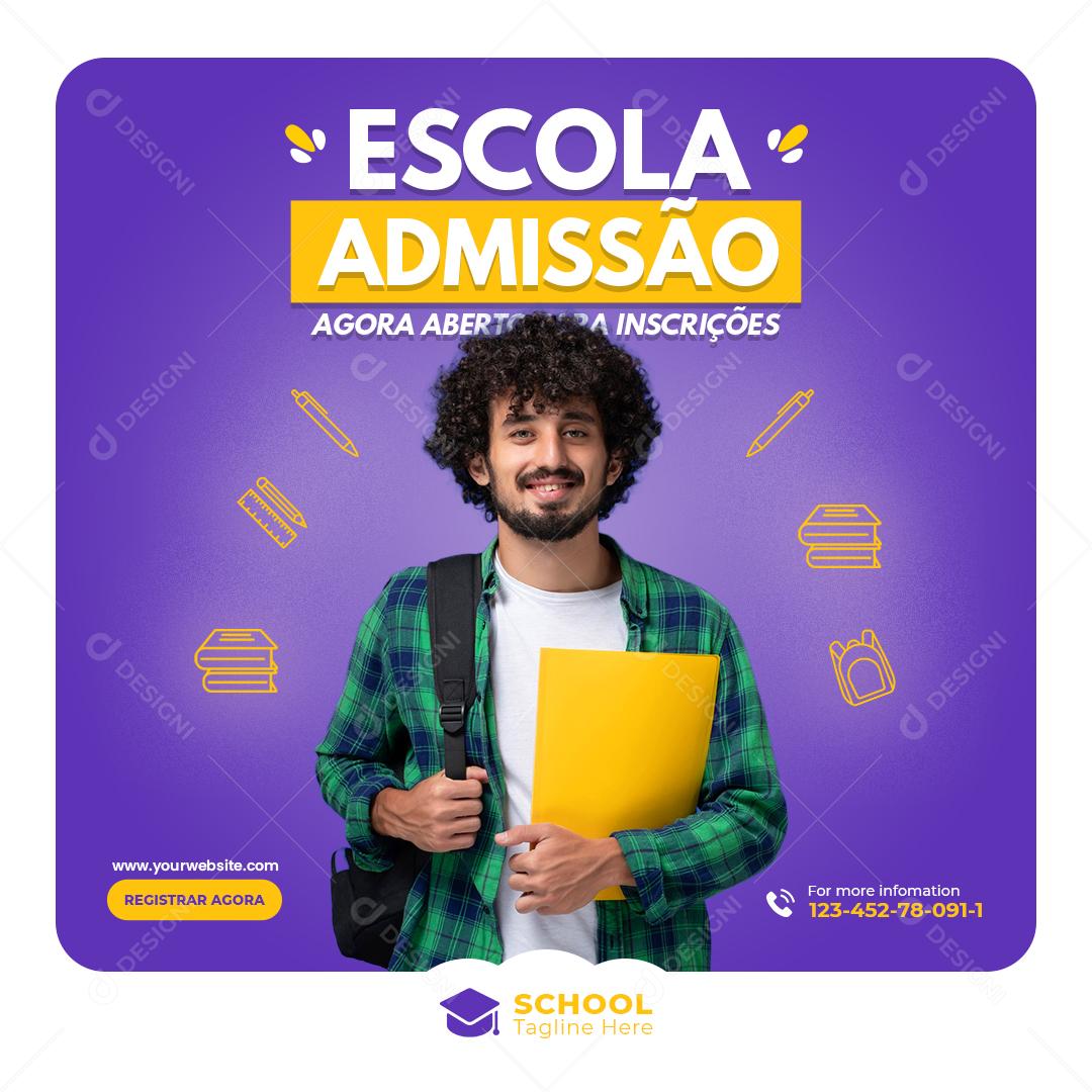 Volta Ás Aulas Escola Admissão Social Media PSD Editável