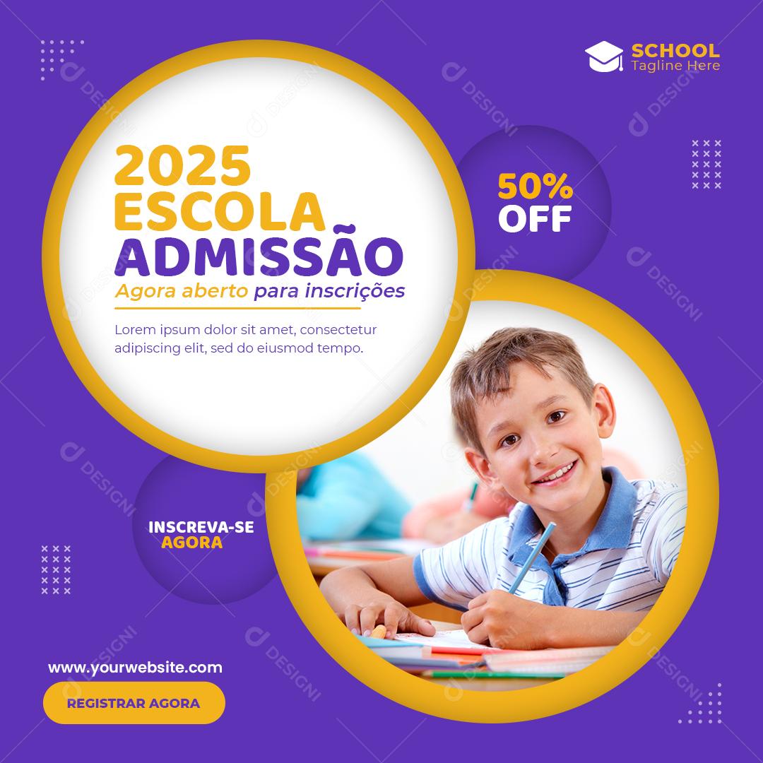 Social Media Volta Às Aulas 2025 Escola Admissão PSD Editável