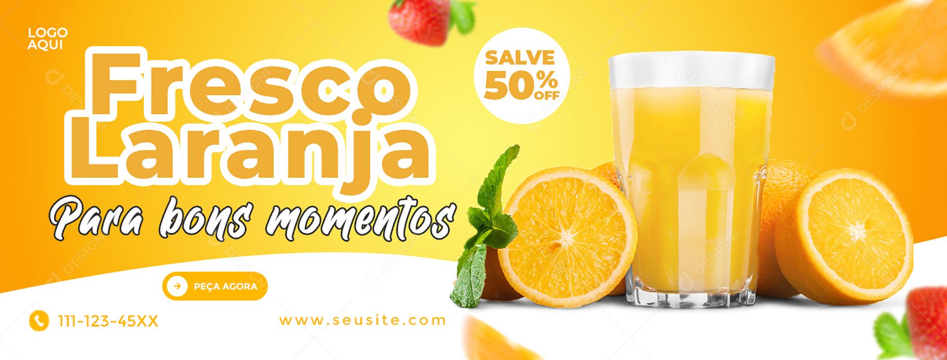Social Media Banner Fresco Laranja Para Bons Momentos PSD Editável