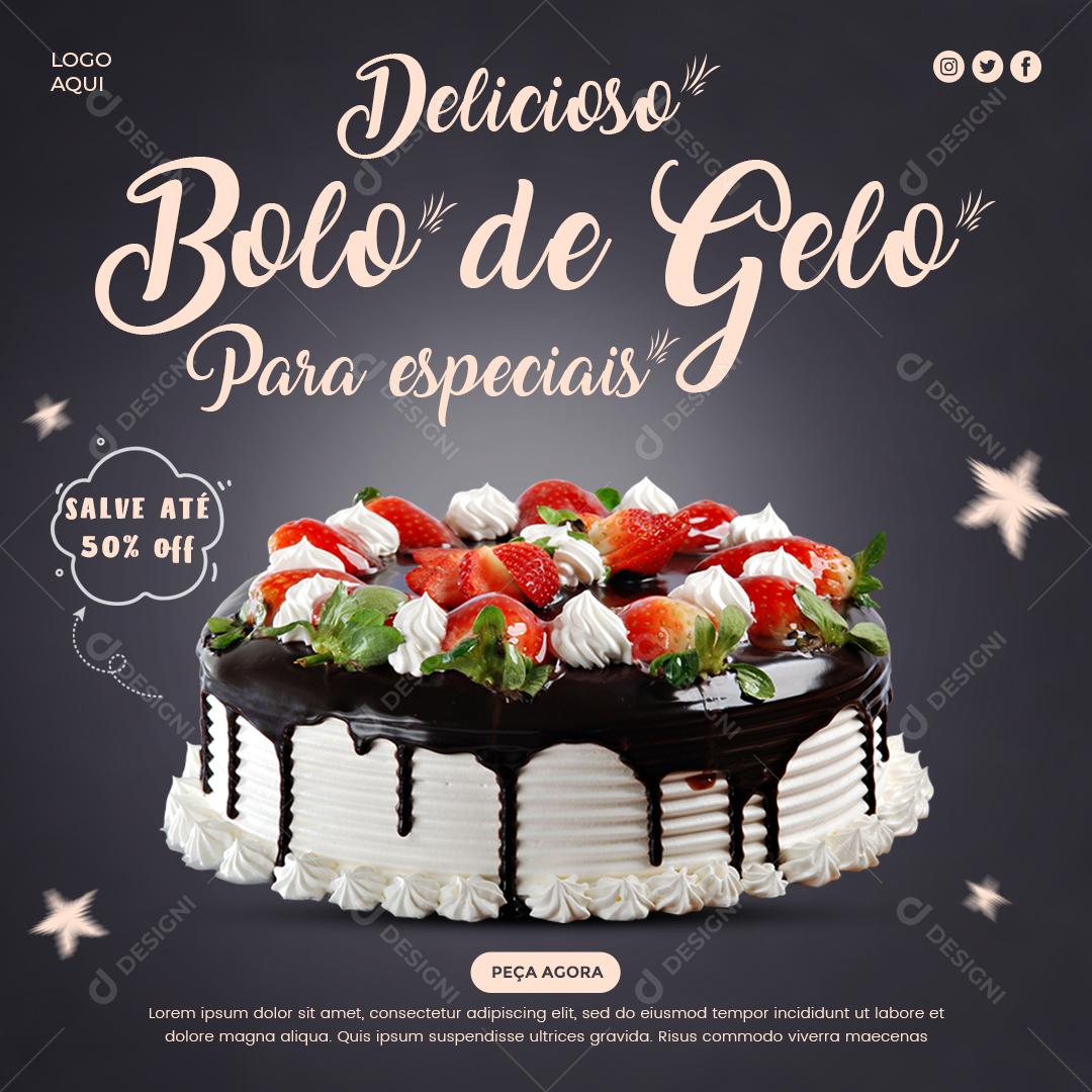 Social Media Delicioso Bolo De Gelo Para Especiais Confeitaria PSD Editável