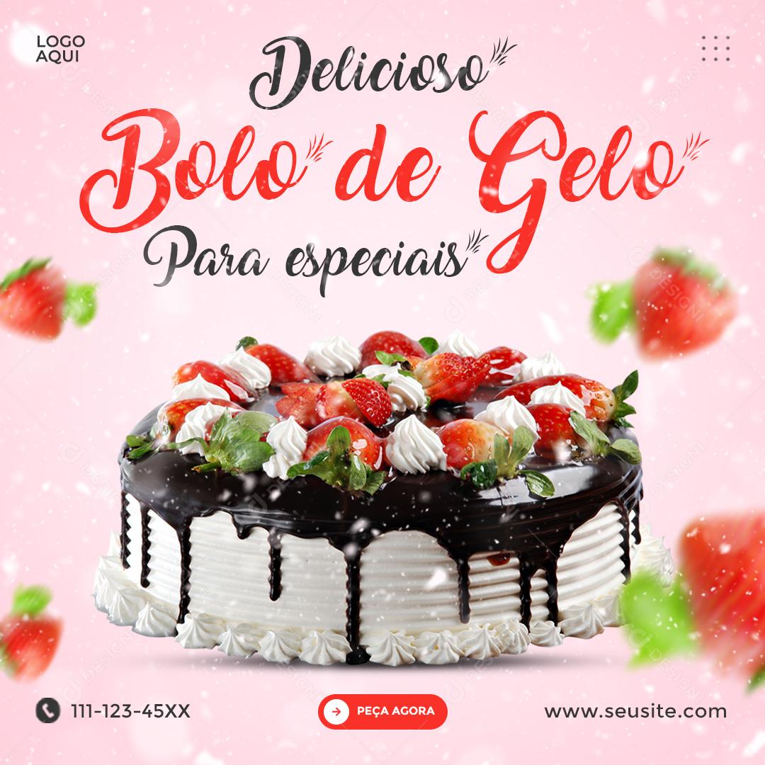 Social Media Delicioso Bolo De Gelo Para Especiais Confeitaria PSD Editável