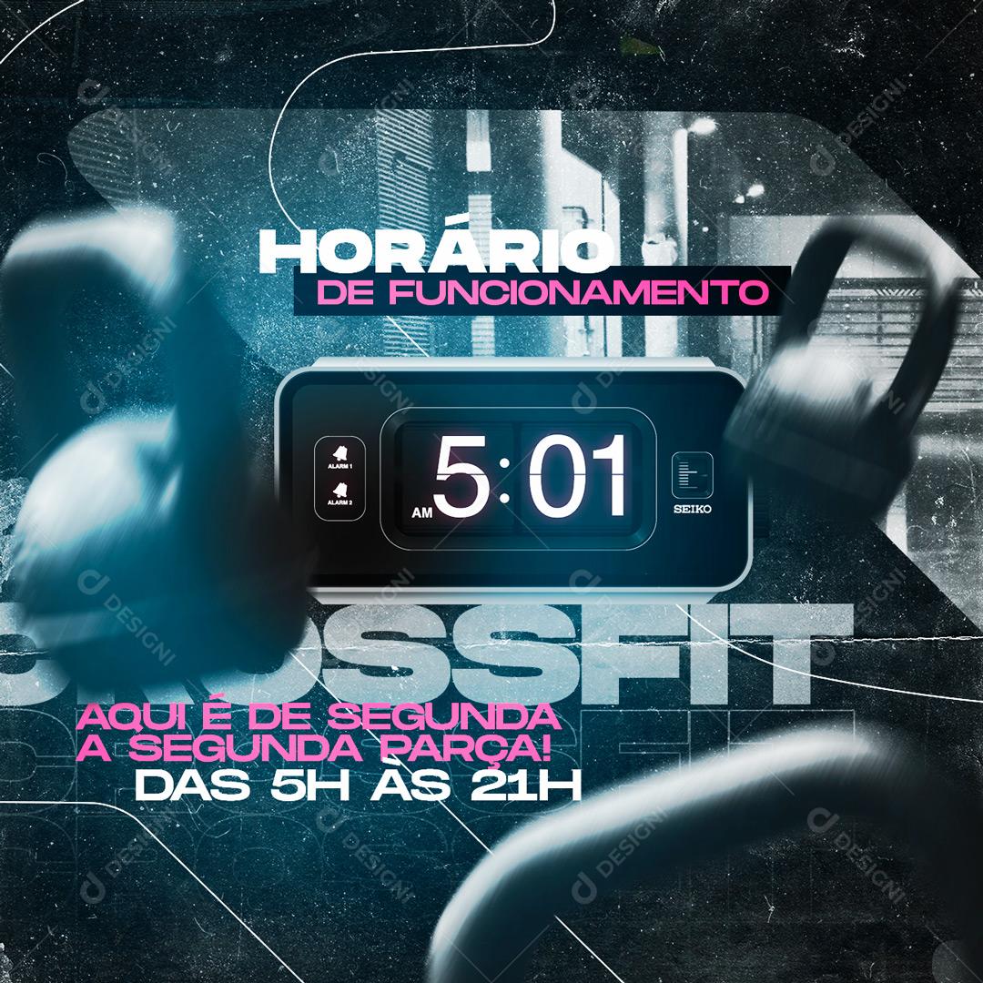 Horário De Funcionamento Academia Crossfit Social Media PSD Editável