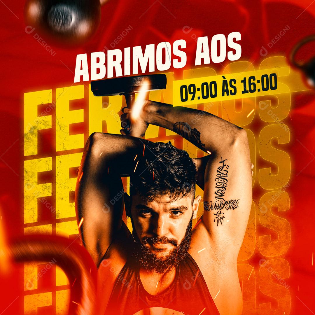 Abrimos Aos Feriados 09:00 Ás 16:00 Social Media PSD Editável