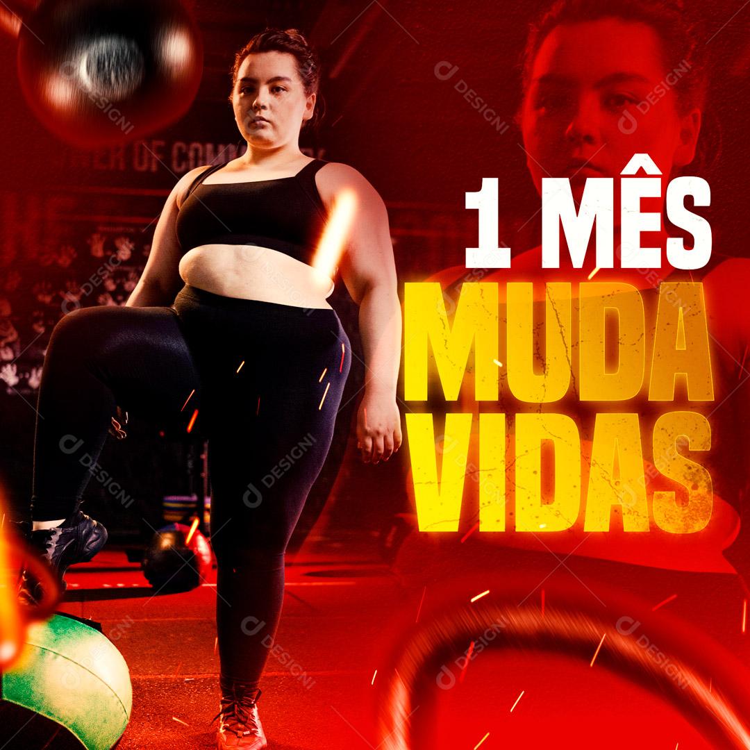 Um Mês No Crossfit Muda Vidas Social Media PSD Editável