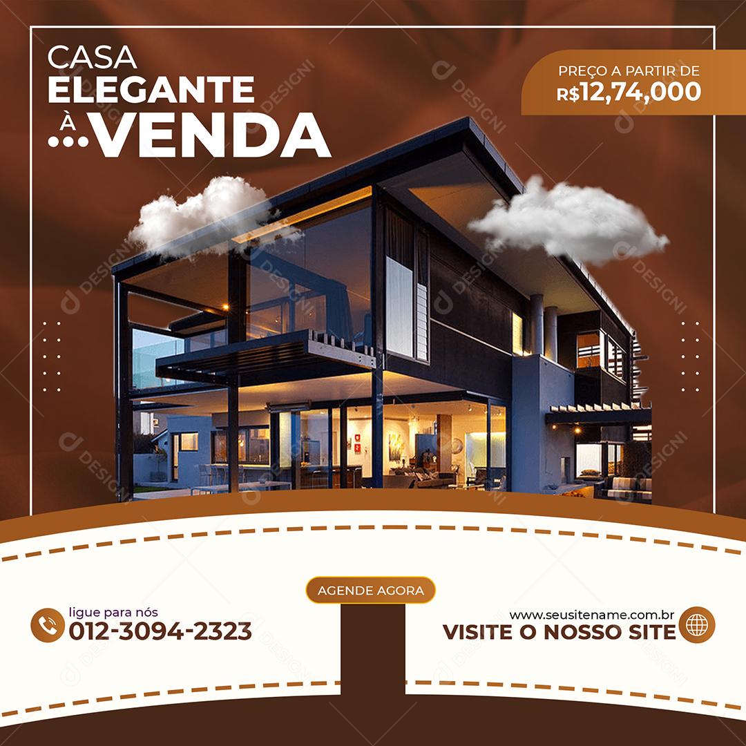 Imobiliaria Casa Elegante Venda Social Media PSD Editável