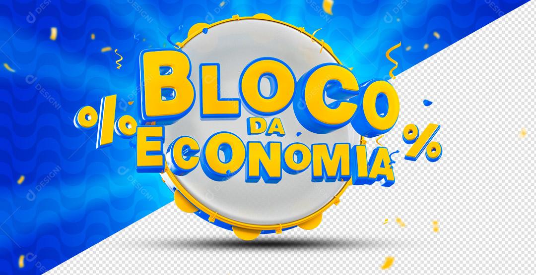 Selo 3D Para Composição Bloco Da Economia Social Media PSD Editável