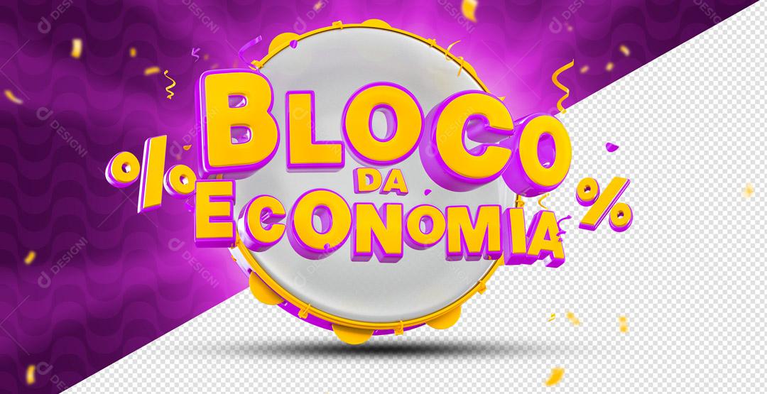 Selo 3D Para Composição Bloco Da Economia Social Media PSD Editável