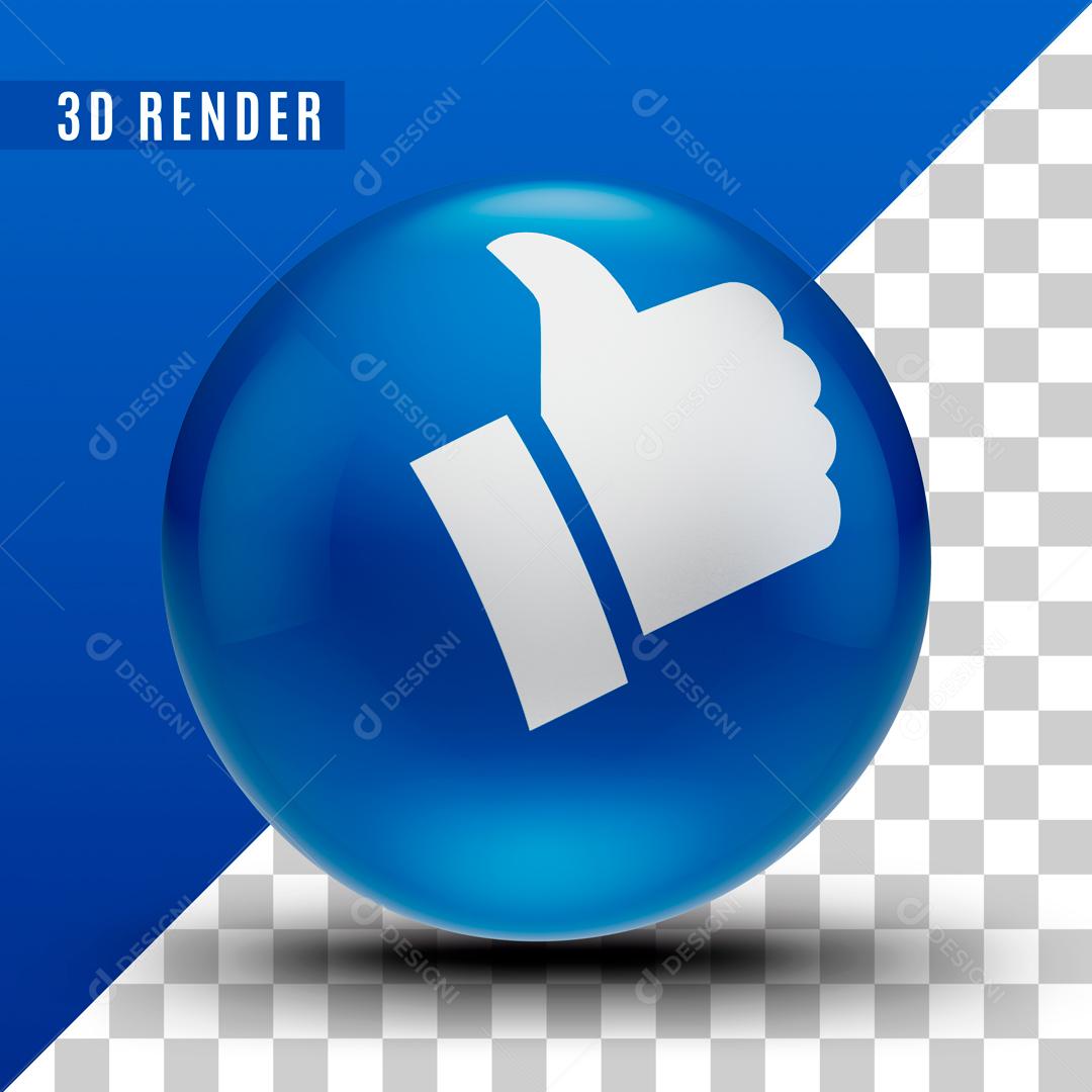 Ícone Like Facebook Beleza Azul PSD Editável