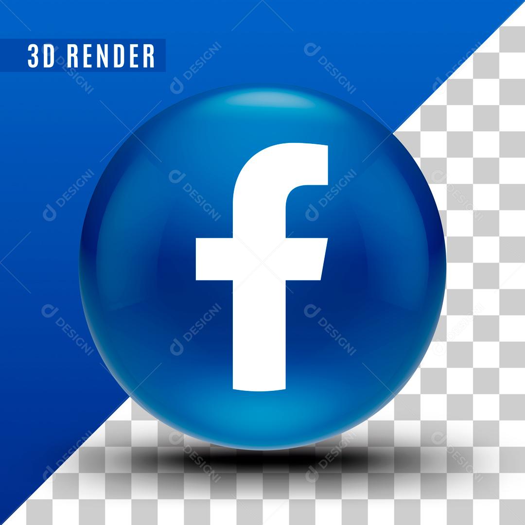 Ícone Facebook Logo letra F Azul PSD Editável